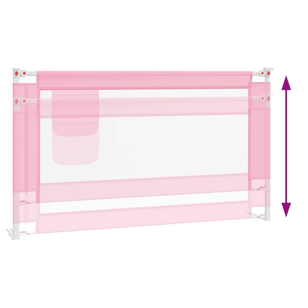 Kleinkind-Bettschutzgitter Rosa 140x25 cm Stoff mit höhenverstellbarem Rausfallschutz, Bettbarriere für Kinderbett und Elternbett, seitlicher Fallschutz für Babysicherheit im Kinderzimmer