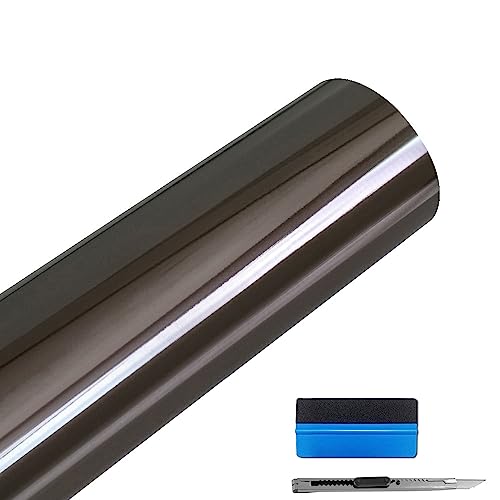 Image of LZLRUN 1FT x 5FT Chrome Mirror Vinyl Wrap Adhesive Car Sticker Decal Film (Gray, 1.5FT x 5FT)