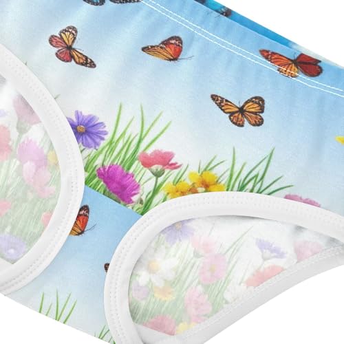 Colorful Wildflower Butterfly Girl Panties Cute Toddler Underwear Custom Cotton Print Briefs Kids Undies 2t4
