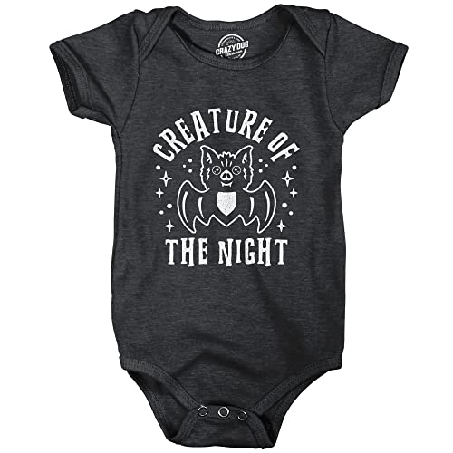 Creature of The Night Baby Bodysuit Funny Cute Halloween Bat Graphic Jumper for Infants Funny Onesies Halloween Clothes for Baby Cool Sarcastic Onesie Black 6 Months