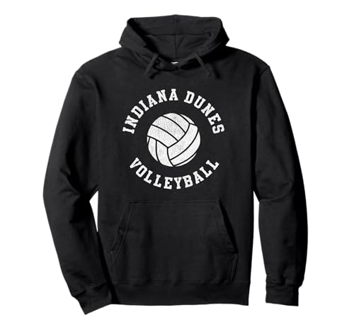 Indiana Dunes Volleyball Retro Distressed Team VB Graphic Pullover Hoodie