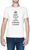 Stampato in Europa Keep Calm And Love Caiman Lizard Bianca Uomo Maglietta Dimensioni 4XL White Men\'s Tee Size 4XL