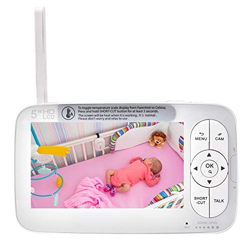 Monitor sem fio para bebês, Câmera de bebê com visão noturna de segurança HD 720P com tela LCD color