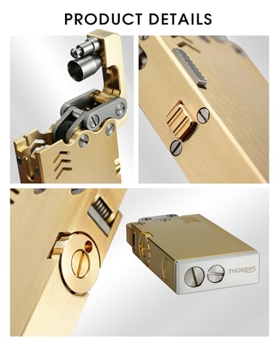 Encendedor Thorens clásico recargable de bronce dorado miniatura 4
