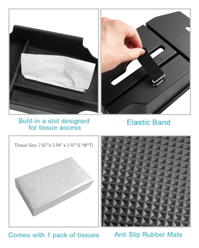 Image of CDEFG for 2023-2025 2026 Honda Accord Center Console Organizer with Tissue Dispenser Slot 2025 2026 Accord Hybrid Accessories Armrest Tray Storage Box(Included Tissue Pack)