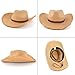 Adjustable Straw Cowboy Hat for Men Women, Western Cowgirl Hat Large Shapeable Wide Brim Sun Hat with Detachable Chin Strap