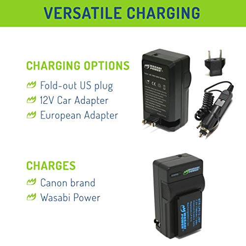Wasabi Power Battery (2-Pack) And Charger For Canon Lp-E12 And Eos M, Eos M10, Eos M50, Eos M50 Mii, Eos M100, Eos M200, Eos Rebel Sl1 (Eos 100D), Powershot Sx70 Hs #TOP5