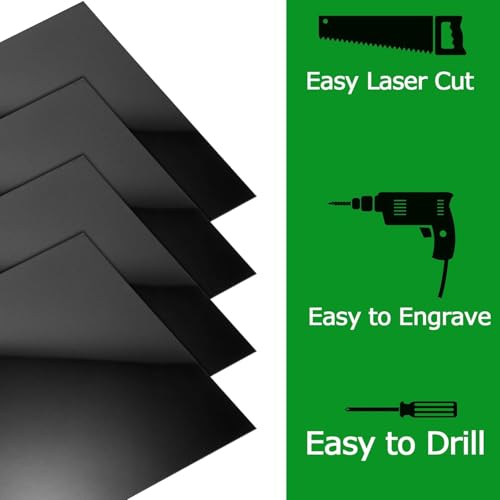 Image of Coloch 4 Pack 12 x 16 Acrylic Sheets for Laser Cutting, 1 /8 Inch(3mm) Thick Black Plastic Sheets with Protective Film Rectangle Plastic Board for DIY Project, Handcrafts, Photography, Display Stand