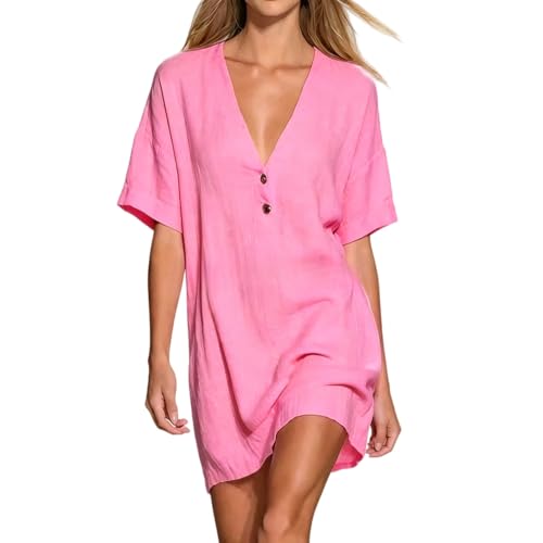 Robe en lin ample et respirante avec col V profond ajustable