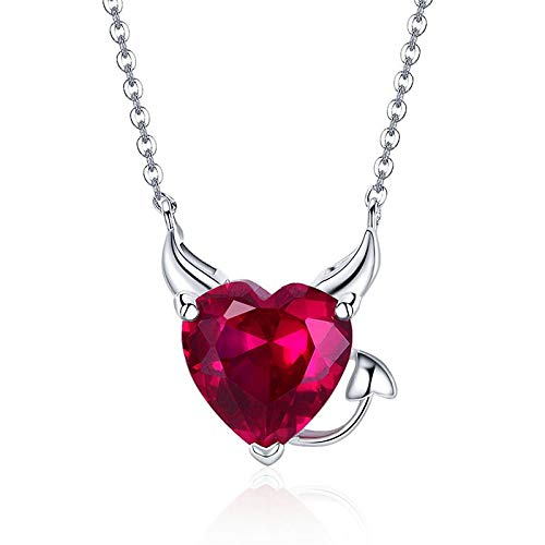 Collier ailes du diable rouge argent 925 anti-allergie femme