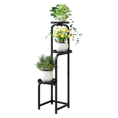 INGIORDAR Plant Stand Indoor Outdoor 3 Tier Metal Plant Shelf for Multiple Plants Corner Flower Holders for Living Room Balcony Bedroom Patio Garden Black (Black 3-Tier)