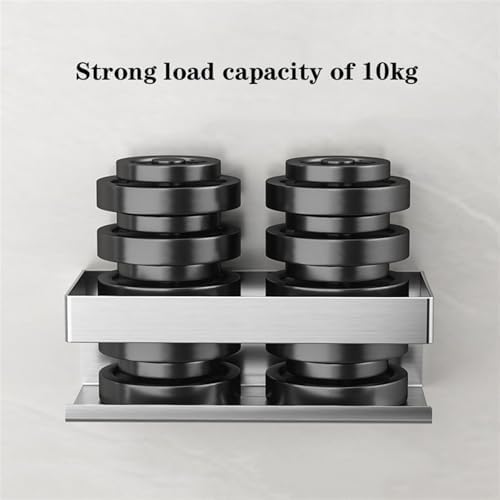 No-Drill Wall Mounted Shower Shelves - Stainless Steel Bathroom Organizer, Space-Saving Adhesive Caddy for Easy Storage - Rustproof Silver Shower Rack Solution