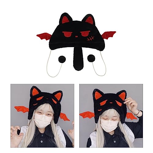 Kitten Hat Cat with Devil Wing Photo Props New Year Thick Winter Hat Adults Kids Furry Kitten Ears Winter Hat2