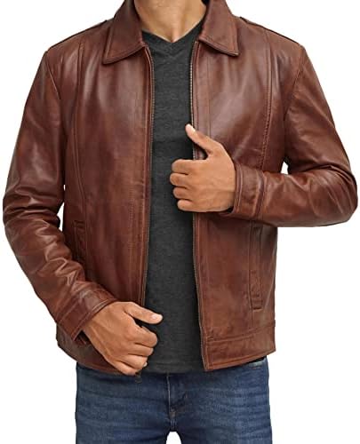 Blingsoul Real Lambskin Brown Leather Jacket for Men | [1100374] Wick, L