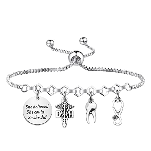 Image of PLITI Dental Hygienist Gift Dentist Gift DH Gift New Dentist Gift She Believed She Could So She Did Bangle