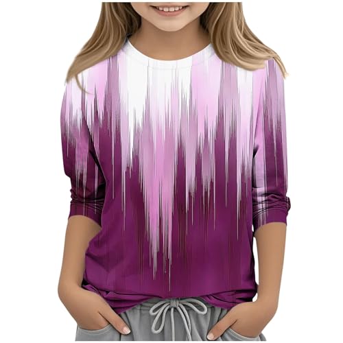 Girls' 3/4 Sleeve Tie Dye Cute T Shirts Loose Crewneck Summer Basic Tees Tops Trendy Casual Blouse for 3-12 Years