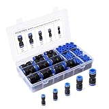 PIONFYNES 60PCS Straight Push Connectors Quick Release Plastic Push to Connect Fittings Kit 5/32' 1/4' 5/16' 3/8' 1/2' inch Quick Connect Air Hose Fittings