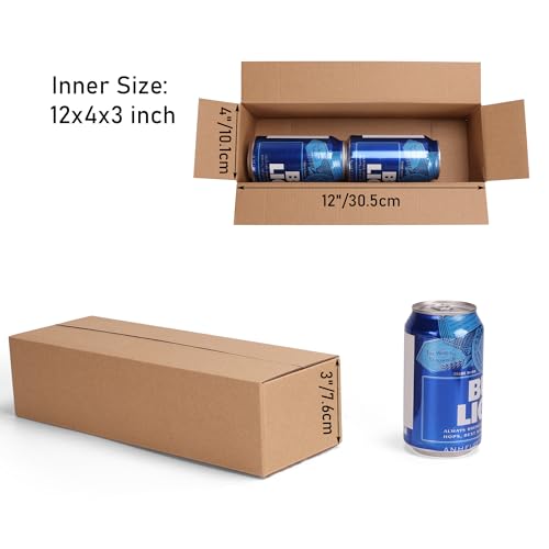 CRUGLA 40 Packs 12x4x3 Shipping Boxes for Small Business, Corrugated Cardboard Boxes Bulk for Shipping Packing Mailing
