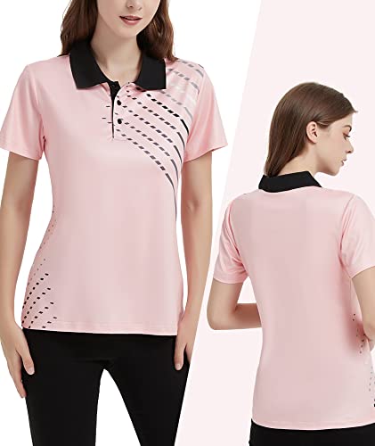 Little Beauty Women's Golf Polo T Shirts Short Sleeve Collared Lightweight Athletic Print Tennis Casual T-Shirts Pink Large #TOP1