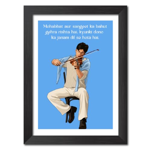 Image of TenorArts Mohabbatein Poster Bollywood Movie Shah Rukh Khan Quotes Vector Art Posters Photo Framed Painting With Black Wooden Textures (12inches x 9inches)