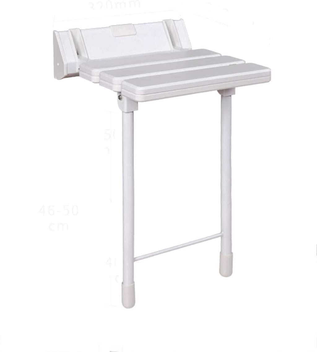 Tabouret de douche pliable mural blanc, banc senior rabattable