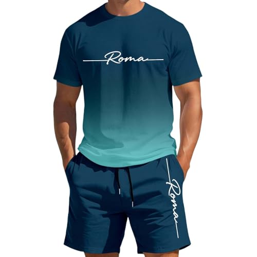 Ensemble homme t-shirt et short dégradé vert foncé taille 4XL