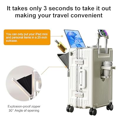 Carry on suitcase Zipperless Luggage,Polycarbonate Aluminum Hard Shell, Expandable Carry-On Suitcase with Spinner Wheels, 20 Inch Cabin