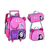 Kit Escolar Luluca Mochila de Rodinha Lancheira e Estojo LU27416K Com Painéis Organizadores