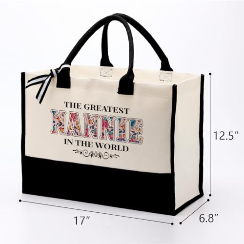 Nannie Gift for Mother's Day, Canvas Tote Bag for Gifting, Nannie Cotton Canvas Tote Bag, Shoulder Beach Bag, Novelty Present for Nannie, Nannie Canvas Bag Gift, The Greatest Nannie In the World2