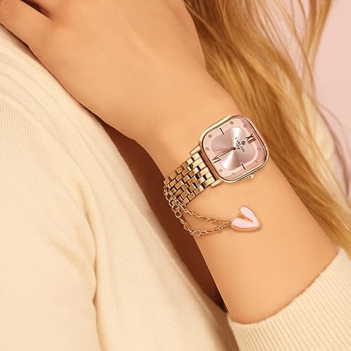 Image of Carlton London Chelsea Women Stainless Steel Analog Watch | Silver Waterproof Watches for Women Girls Ladies | Luxury Square Watch | Fashionable Trendy Quartz Movement Wrist Watch
