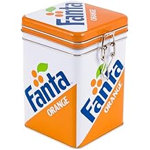 Fanta Orange Food Container Large Rectangular All Metal Locking Cookie Jar Metal Canister 7" H 29.8oz/881ml