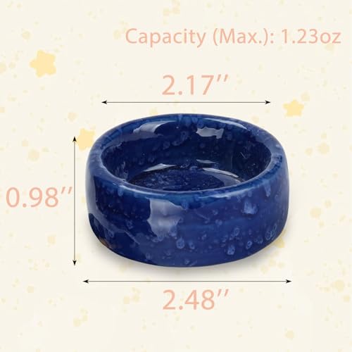 VanEnjoy 2 Pack Ceramic Guinea Pig Food Bowl Dotted Pattern Small Animal Feeding and Watering Supplies for Cage Cute Navy Blue Hamster Water Dish for Chinchilla Ferret Bunny - Image 3