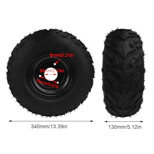 Tbest 14x5,00 Pneumatici ATV 6 Pollici con Cerchio in Lega di ferro Nero 3 Fori 6pr in Gomma Puntura Prova per Go Kart Off Road Vehicle Carre
