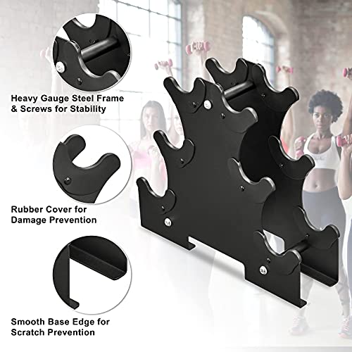 Pithage Steel Dumbbell Rack Compact Weight Stand Holder Assembled For Home Gym Black #TOP5