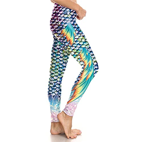 High Waist Pink Sequins Mermaid Wings Leggings Fish Scales 3D Legging Stretch Fitness Legins Women Workout Pants