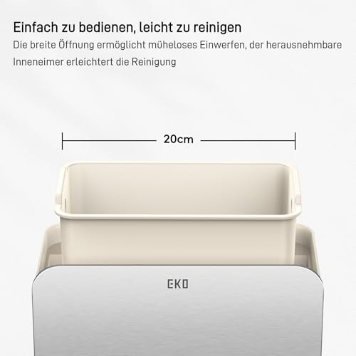 EKO Biomülleimer Küche 7 L, Komposteimer aus Edelstahl mit Inneneimer und Geruchsfach, Abfalleimer mit Haken für Schranktür oder Wandmontage, Bio Mülleimer Klein Komposter Bioeimer (Creme)