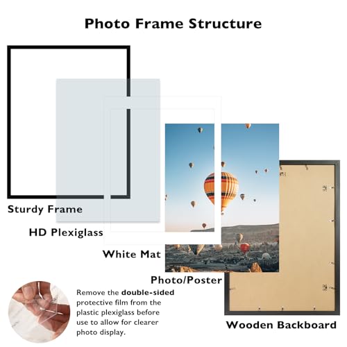 Image of JCJMY 18x24 Picture Frame with 16x20 Mat, Display Photo 16x20 with Mat or 18 x 24 Without Mat, Wall Hanging Large 18 by 24 Poster Frame with Plexiglass, Black