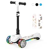 Electric Scooter for Kids Ages 3-12, 3-Wheel Electric Scooter, Gift for Boys/Girls, Electric Kick Scooter with Long Battery Life, Flashing LED PU Wheels, 3 Adjustable Height Kids Escooter for Boy/Girl