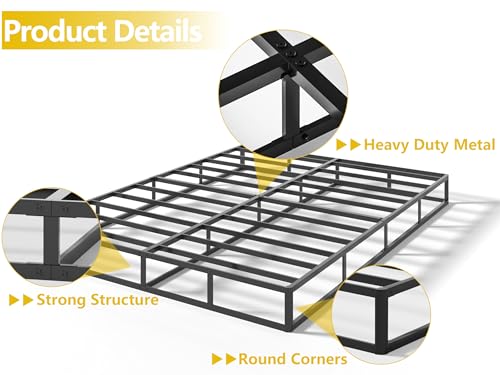 image for Qingzhou Box Spring King Bed Bases, 7 Inch High Metal King Size Box Sp