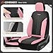 Coverado Automotive Seat Covers Full Set, Luxury Car Seat Covers, Leather Seat Covers, Mesh Design, Pink Driver Seat Protectors, Universal Fit for SUVs, Trucks, Sedans