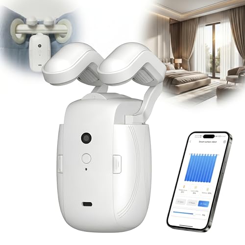 Image of JERN Automatic Smart Curtain Robot Wireless Curtain Opener with Mobile App Voice Commands Scheduling Light Temperature Sensors Rechargeable Motor for Roman Rod Tracks