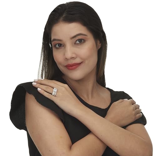 PalmBeach Platinum-plated Sterling Silver Princess Cut Cubic Zirconia Bridal Ring Set Sizes 6-104