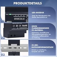 24V Netzteil hutschiene 2.5A 60W hdr-60-24 din schienen netzteil Eingang 100–240V AC, konstante Ausgang 24v dc/2.5a mit Schutz vor Überspannung, Überlast, Überstrom und Kurzschluss. – Ansicht 7
