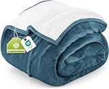 Utopia Bedding Sherpa Blanket Twin Size (Stone Blue, 90x66 Inches) - Soft Lightweight Plush Fleece Reversible Blanket for Bed, Sofa, Couch, Camping and Travel