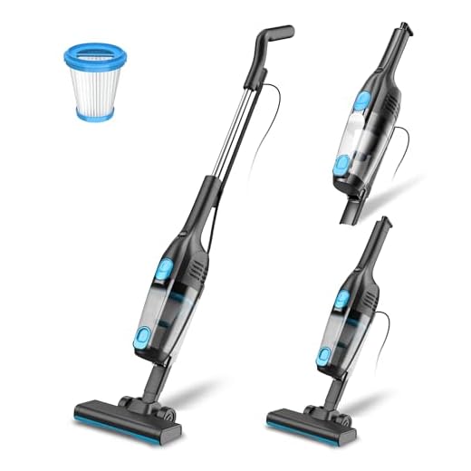 Aspirapolvere con Filo, Scopa Elettrica con Filo Potente 20Kpa 600W, 3 in 1 Aspirapolvere Portatile con Cavo Lungo 5m, Aspirapolvere senza Sacco Leggero Antigroviglio per Peli di Animali Tappeti