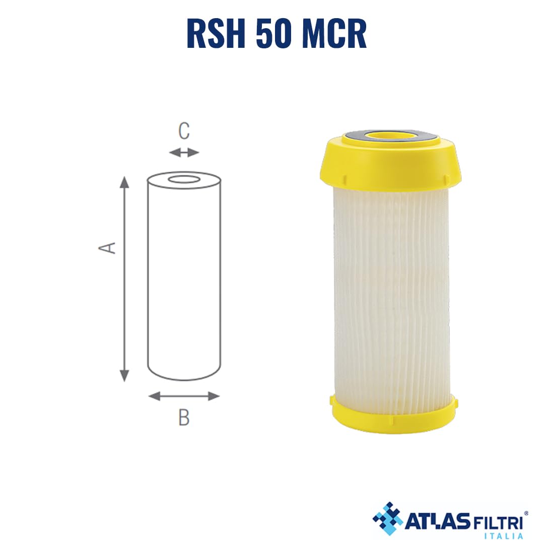 CARTUCCIA FILTRAZIONE ACQUA POTABILE RICAMBIO PER HYDRA FILTRI AUTOPLUENTI | RLH - RAH - RSH DA 7" - MADE IN ITALY - ATLAS FILTRI (Polipropilene (PP))