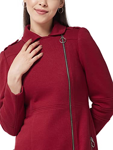 Image of Miss Chase Women's Polyester Knee Length V-Neck Full Sleeve Solid Jacket