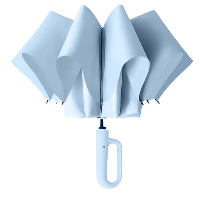 Image of TEKCOOL UV Umbrella with Novelty Carabiner Handle, Travel Umbrellas for Rain and Sun Windproof Compact, Automatic Open Close, 8 Ribs, Portable Umbrella for Men and Women(Skyblue)