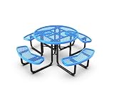 Thermoplastic 46" Round Picnic Table, Expanded Metal (Blue)