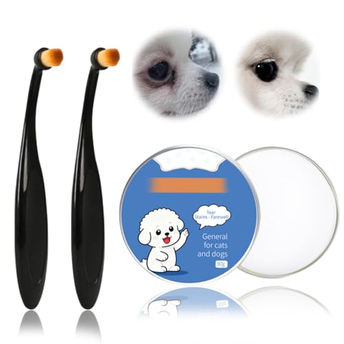 ROKZELT 3 Pièces Baume Naturel pour Enlever Les Taches de Larmes + Brosse de Précision – Soin Doux et Efficace pour Les Yeux des Chiens et Chats, 30 g